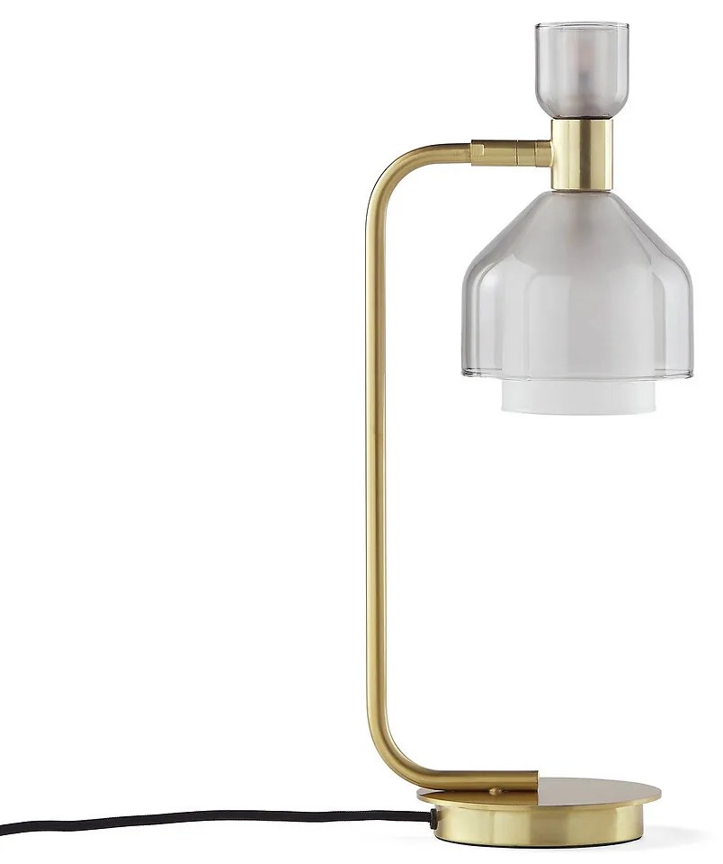 Tafellamp metaal messing verguld rookglas Amoris