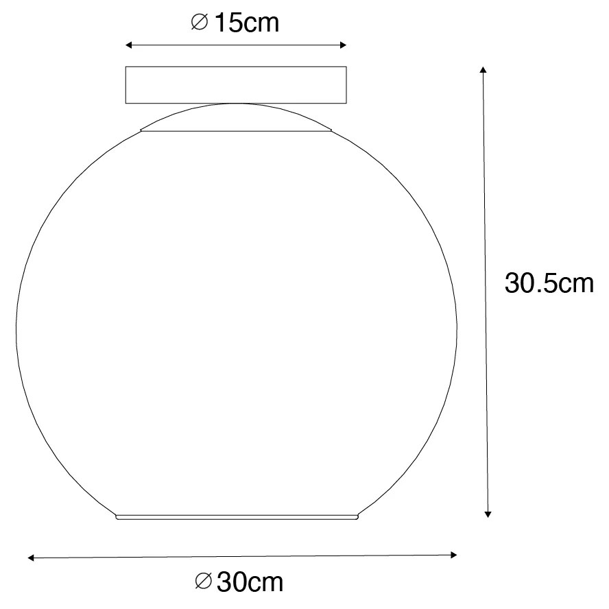 Design plafondlamp zwart met goud glas - Bert
