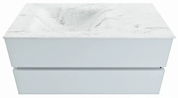 Mondiaz Vica DLux badmeubel 100cm clay 2 lades met wastafel opalo links zonder kraangat