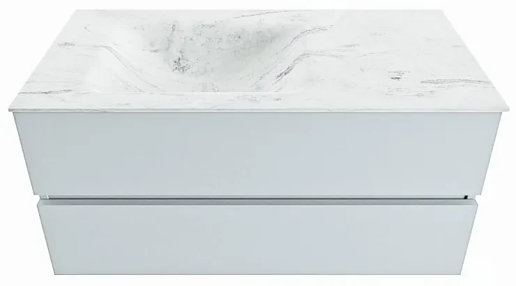 Mondiaz Vica DLux badmeubel 100cm clay 2 lades met wastafel opalo links zonder kraangat