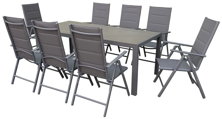 Garden Point grijze aluminium tuinmeubelen met grote Polywood Verona tafel voor 12 personen