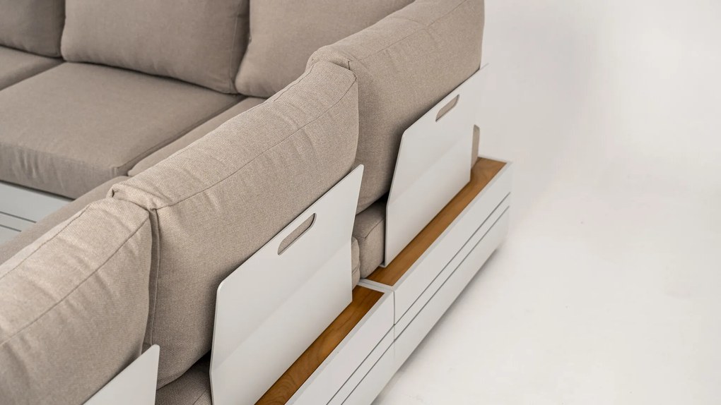 DATHO OUTDOOR Hoek Loungeset - Formentera - Aluminium - Teak - Frost White - Datho Outdoor