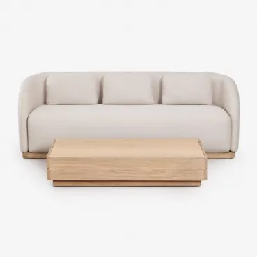 Woonkamer Set Met 3-zitsbank En Rechthoekige Salontafel 130x75 Cm Van Verona Acaciahout Lichte Acaciekleur - Sklum