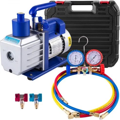 VEVOR Vacuümpomp Vacuumpomp Airco 248W(1/3HP) 4.8CFM Vacuümpomp Hvac Koeling R22 R134A R410A A/C Heavy Duty 4 Slangen