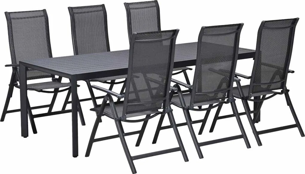 Garden Impressions Santos tuinset 7-delig - Kasper tuintafel 220x93 cm donker grijs