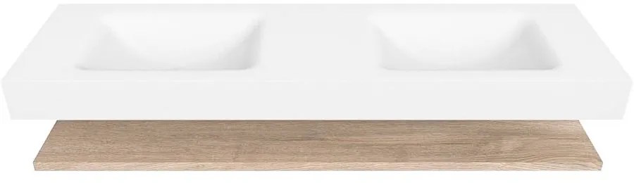 Zaro Alan badmeubel 160cm met planchet washed oak en vrijhangende wastafel cloud dubbel zonder kraangat talc