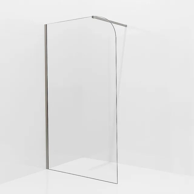 Fortifura Galaria Inloopdouche - 80x200cm - afgeronde glaswand - helder glas - wandarm - geborsteld RVS PVD (RVS) SW1245008/SW797908