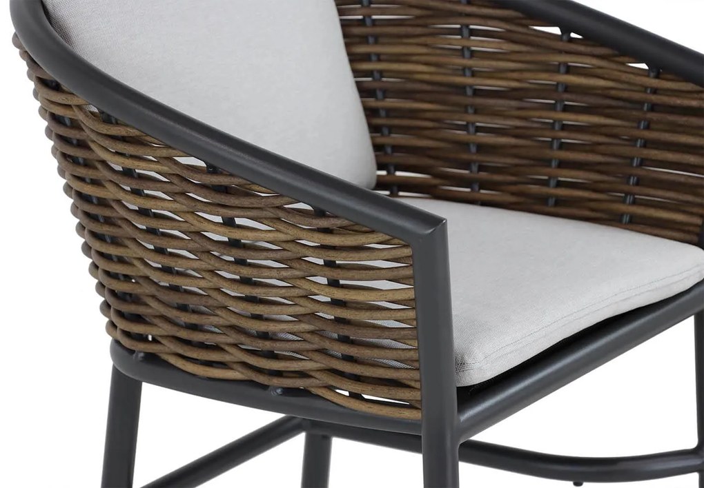 Barstoel Aluminium/wicker Taupe-naturel-bruin Coco Palm