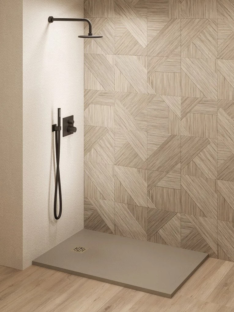 Saniclear Lino douchebak 100x70cm met stone finish capppuccino
