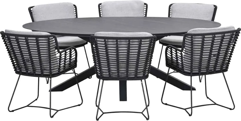 Garden Impressions Fabrice tuinset 7-delig - Scot tuintafel Napoli grey 230x115 cm