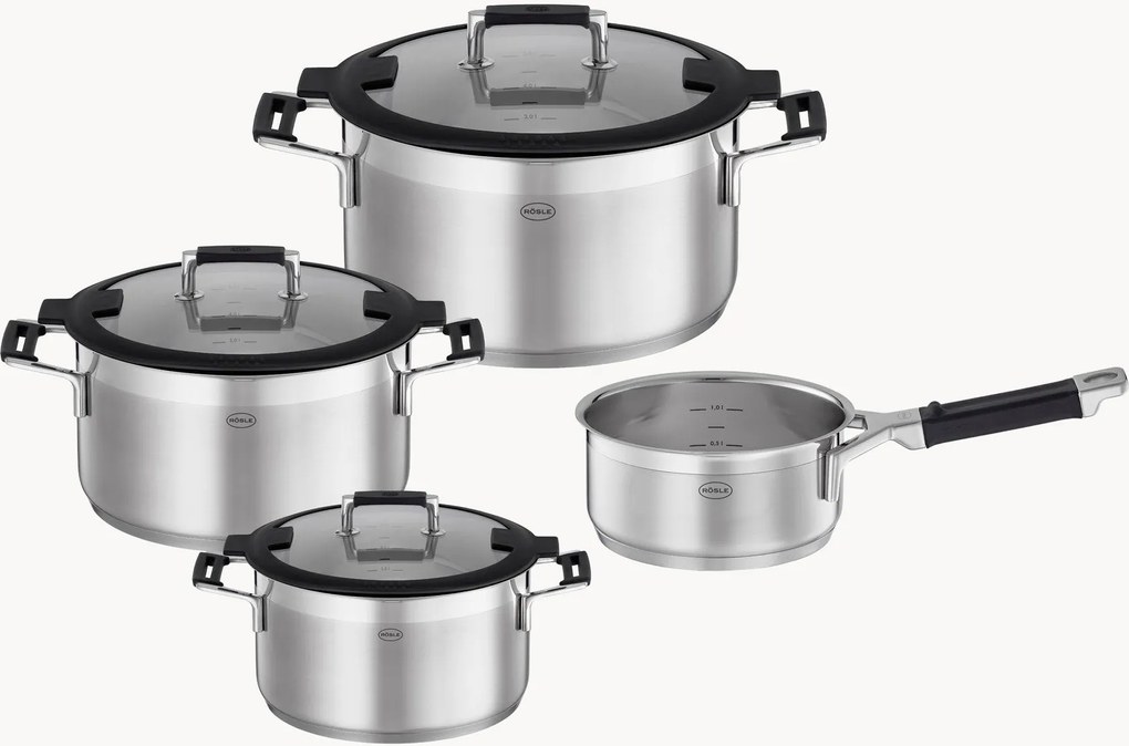 Kookpottenset Silence Pro van edelstaal, 4-delig