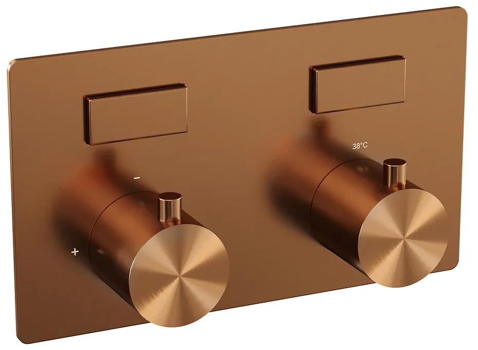Brauer Copper Edition 2-weg inbouwthermostaat met drukknoppen koper geborsteld PVD