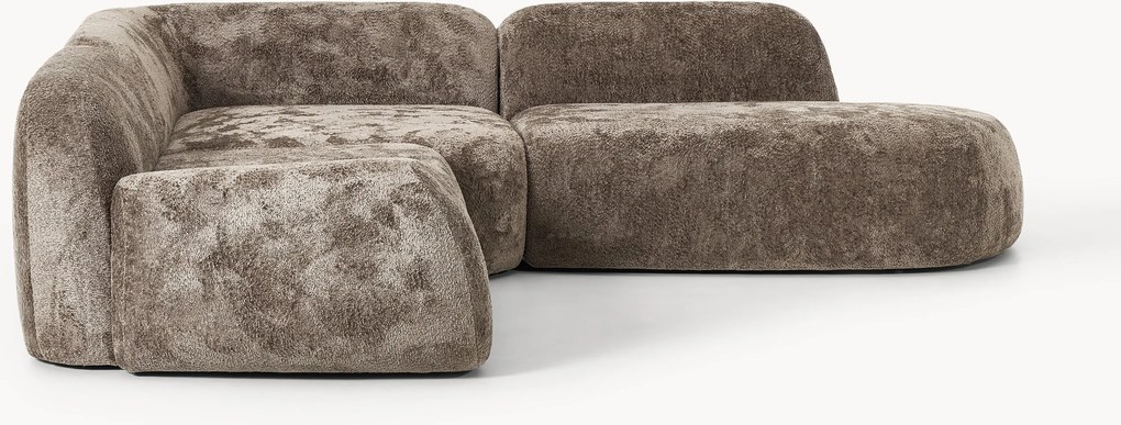 Modulaire teddy-bouclé hoekbank Wolke (4-zits) met chaise-longue
