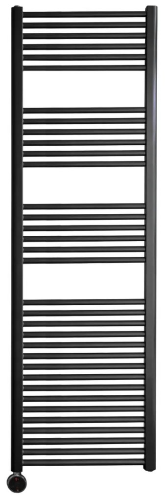 Sanicare elektrische design radiator 45x172cm zwart met thermostaat links chroom