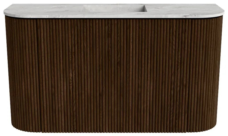 Mondiaz Joya DLux 75cm toiletmeubel ronding links/rechts walnut met wastafel faye midden zonder kraangat glace