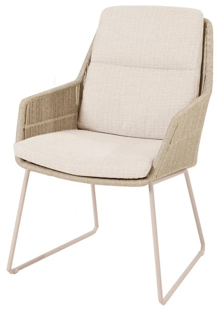 4 Seasons Outdoor Valencia tuinset latte met Quatro tafel met Robusto teak blad 220 cm * Sale * Tuinset beige weerbestendig