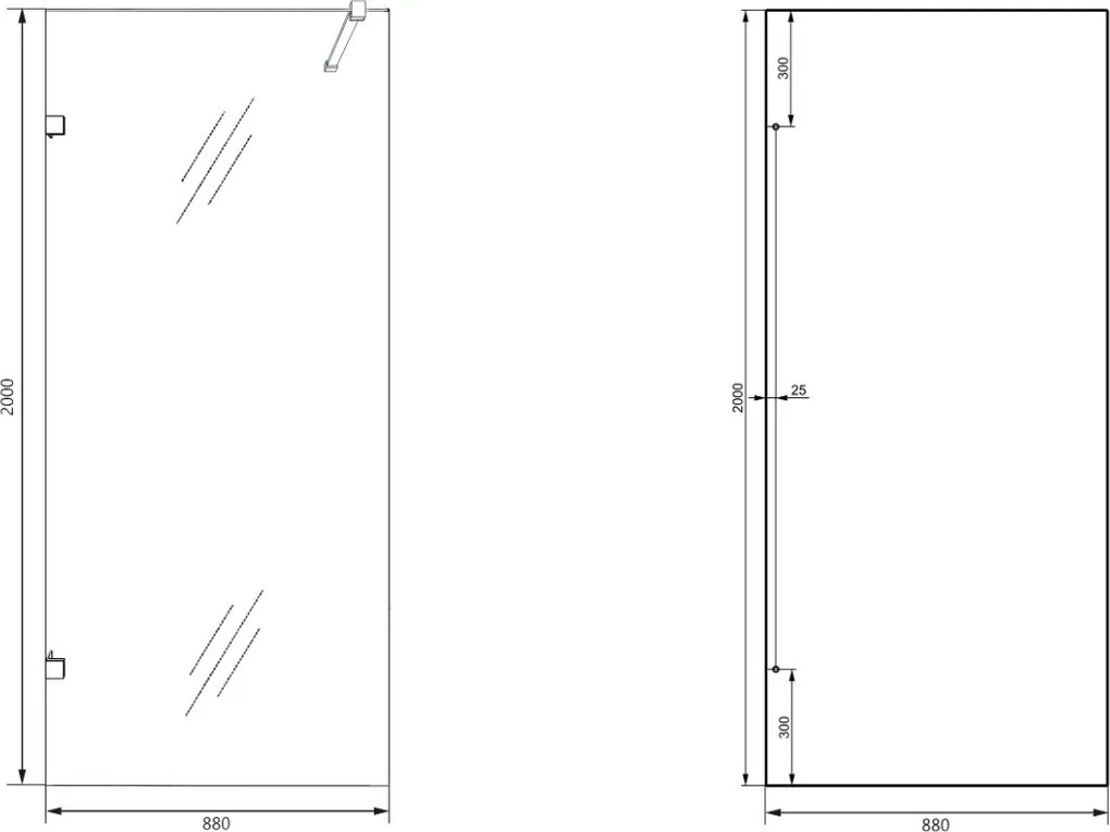 Saniclear Modern glazen wand 90x200cm