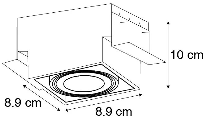 Set van 6 inbouwspots zwart GU10 kantelbaar trimless - Oneon
