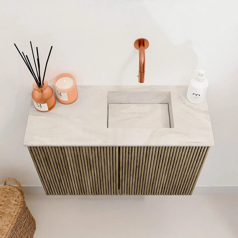 Mondiaz Joya DLux 60cm toiletmeubel dusk met wastafel faye rechts zonder kraangat ostra