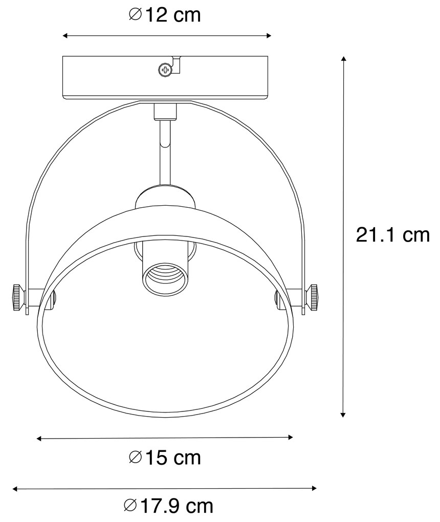 Industriële plafondlamp zwart met goud 15 cm verstelbaar - Magnax Industriele / Industrie / Industrial E14 rond Binnenverlichting Lamp
