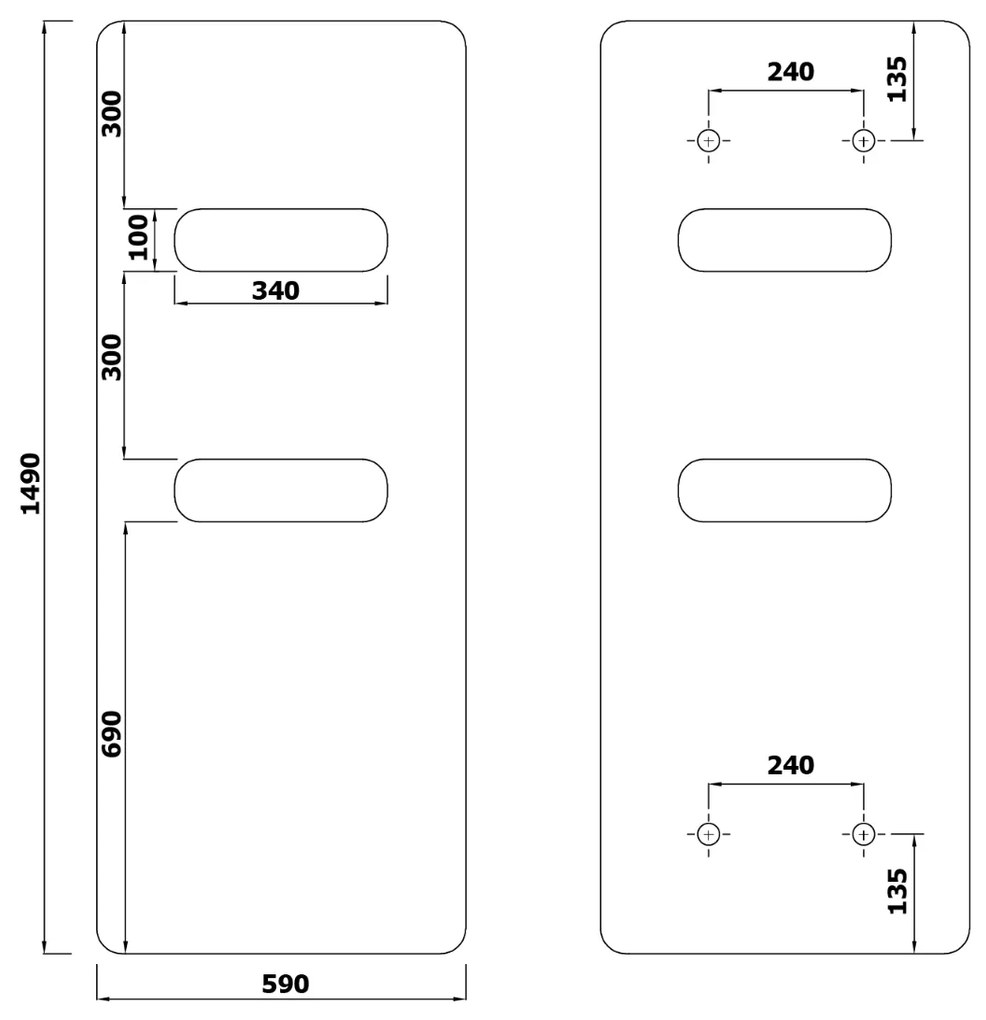 Sapho Tabella Open badkamerradiator 59x149cm zwart mat 827W