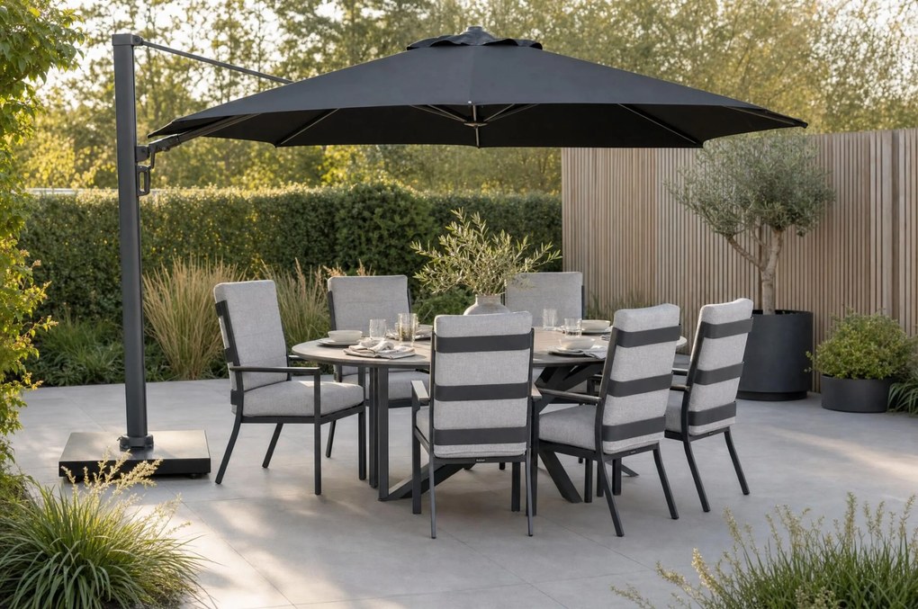 Tuinset 6 personen 220 cm Aluminium Grijs Lifestyle Garden Furniture Lecce/Matara