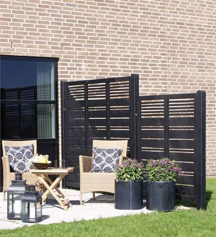 Schutting vuren - Silence louvre recht zwart (120 x 140 cm)