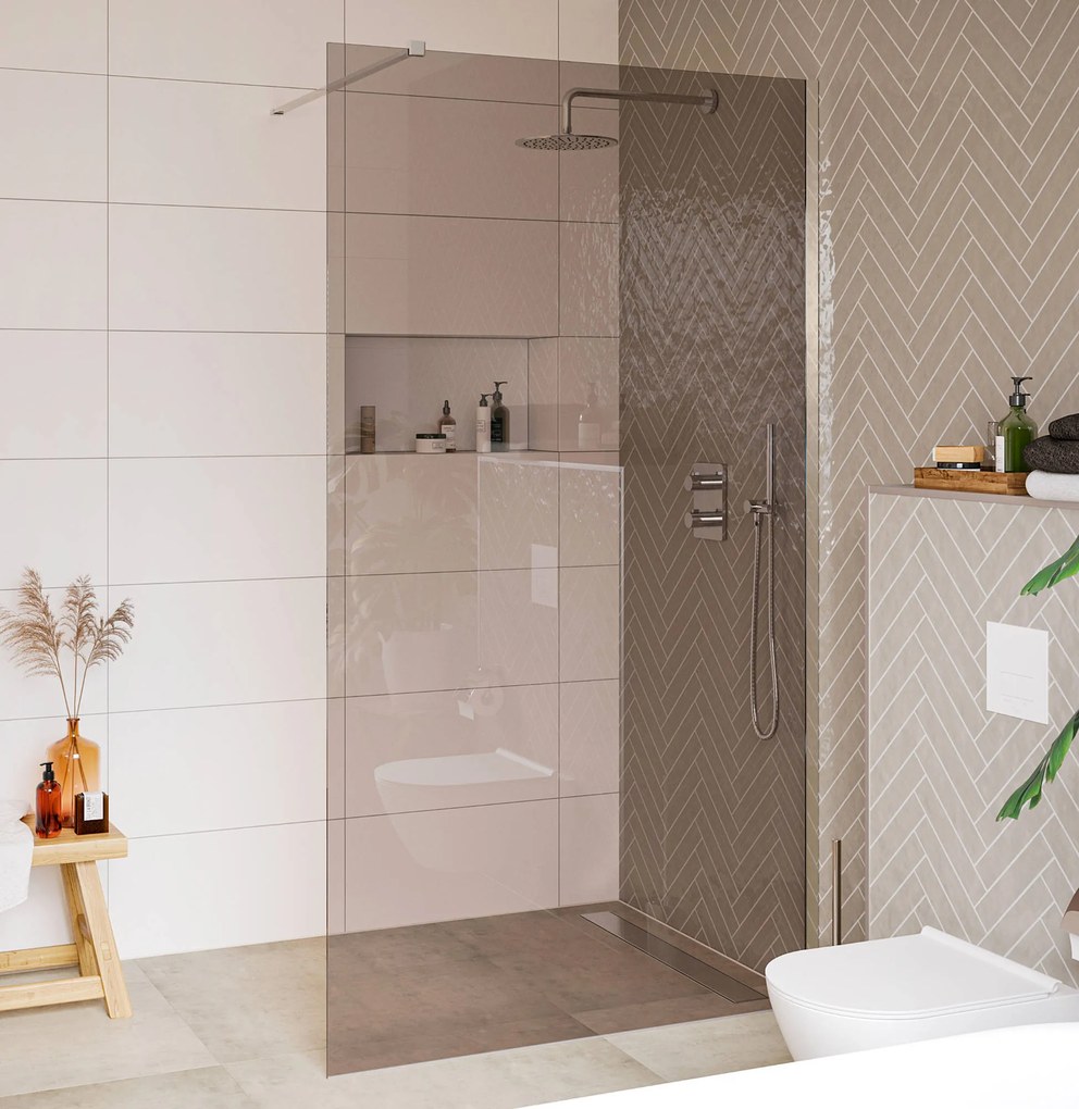 Saqu Modulo inloopdouche incl. antikalk 100x210cm bruin glas chroom