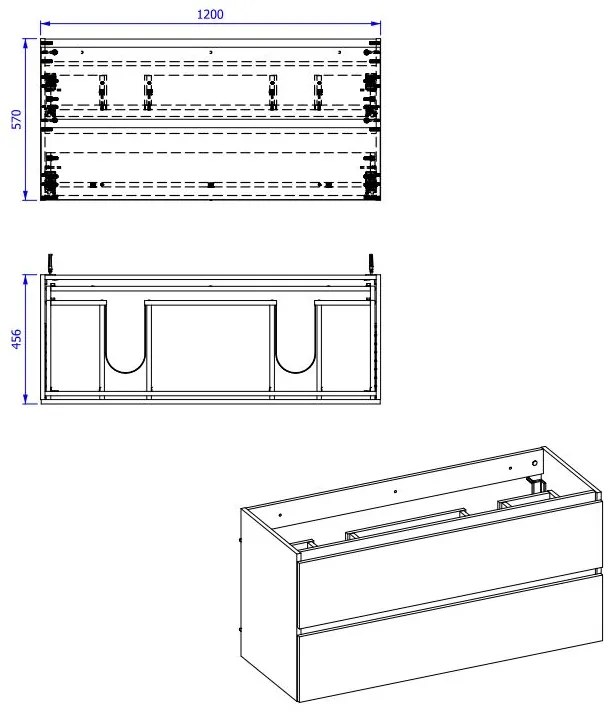 Comad Monako 823 FSC onderkast 120cm eiken/grijs