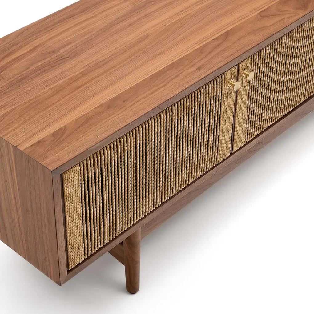 Kave Home Elan Retro Tv-meubel Walnoot Met Touw - 200x40x50cm.