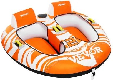 VEVOR Fun Tube Set voor varen, opblaasbare sleepboten voor 1-2 personen, 154 kg Watersport sleepbare tube voor het trekken van boten - met handgrepen, 840D volledig nylon hoes, veiligheidsventiel