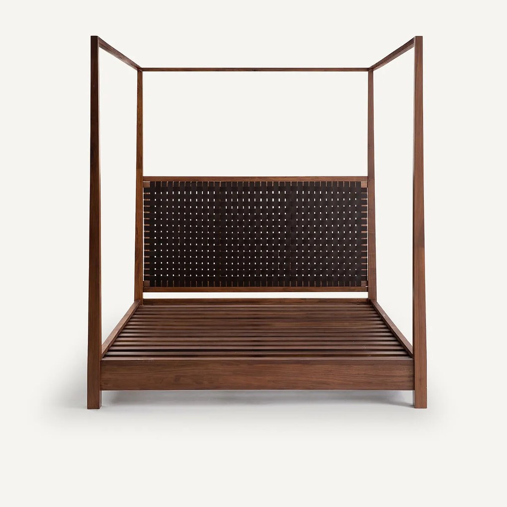 Hemelbed, massief notenhout, notenhoutfineer, Gilmour