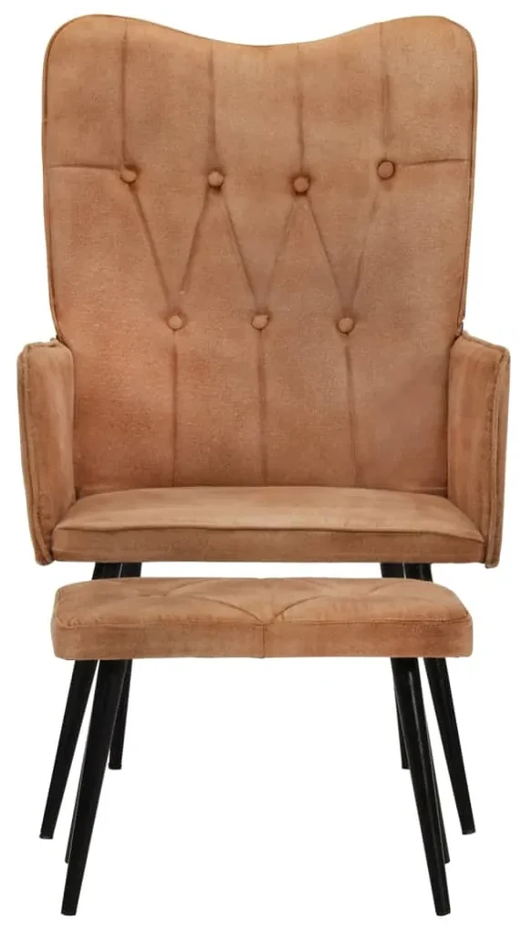 vidaXL Fauteuil met voetensteun canvas bruin