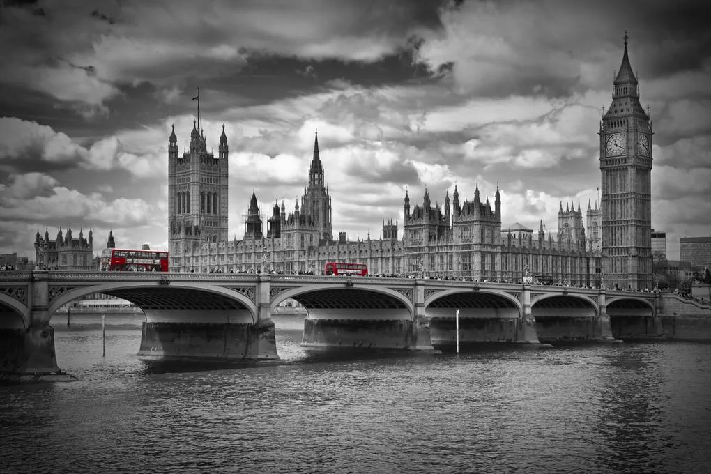 Kunstfotografie LONDON Westminster Bridge & Red Buses, Melanie Viola, (40 x 26.7 cm)