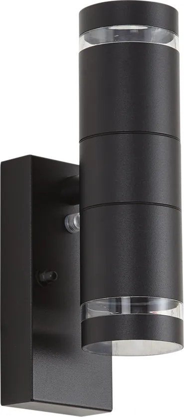 Moderne buiten wandlamp zwart 2-lichts IP44 met schemersensor - Dubbla