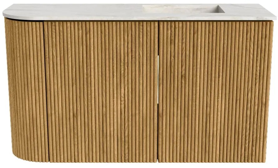 Mondiaz Joya DLux 70cm toiletmeubel ronding links oak met wastafel faye rechts 1 kraangat ostra