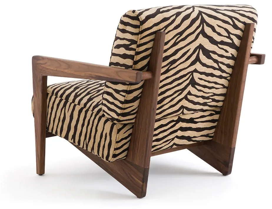 Fauteuil in massief notenhout met dierenprint, Izag