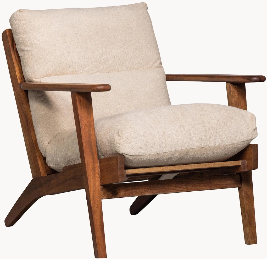 Fauteuil Houston van acaciahout & bouclé