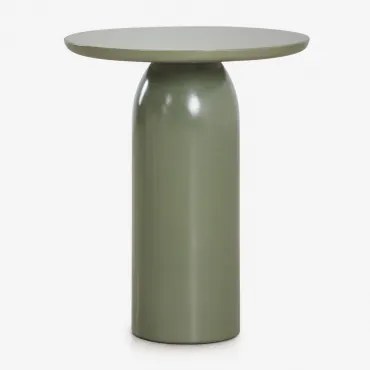 Set Van 2 Nachtkastjes Ø45 Cm In Layana Cement Helder Diep Olijfgroen - Sklum