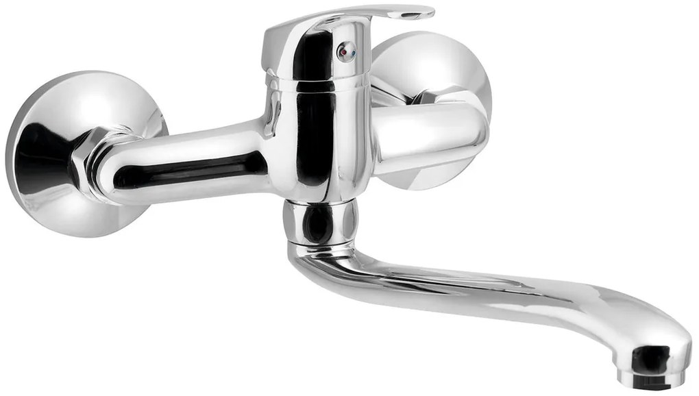 Aqualine 35 wastafelkraan met gebogen uitloop 22cm hartafstand 15cm chroom