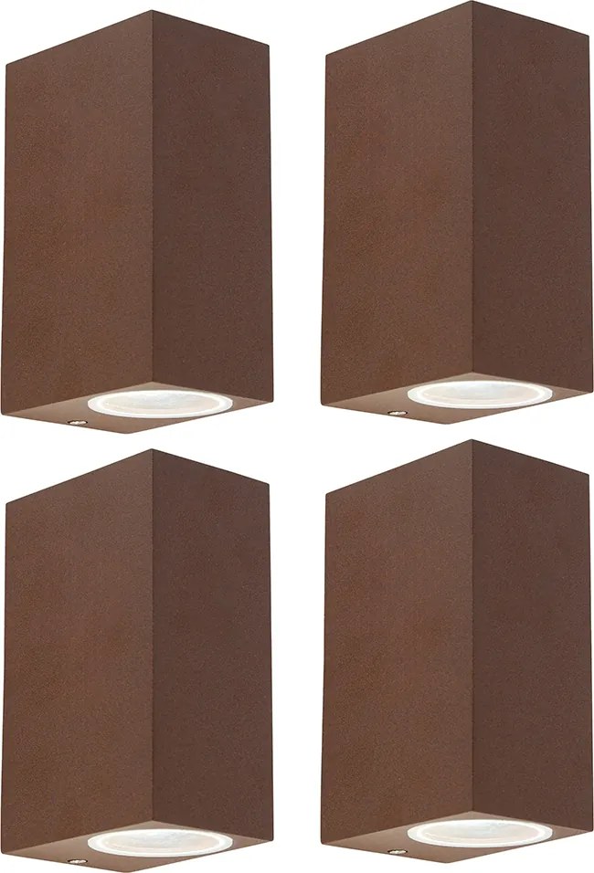 Set van 4 smart wandlampen roestbruin IP44 incl. 2 GU10 - Baleno