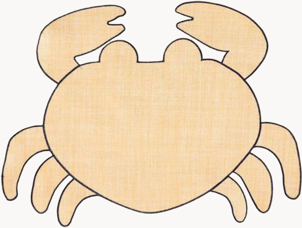 Raffia placemat Crab in krabvorm met geborduurde rand