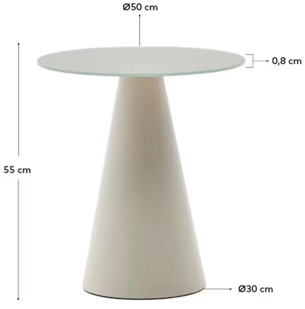 Kave Home Wilshire Ronde Bijzettafel Mat Glas Grijs 50 Cm - 50 X 50cm.