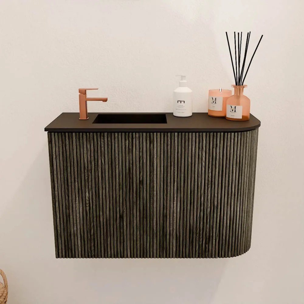 Mondiaz Joya 60cm toiletmeubel ronding rechts shadow met wastafel faye links 1 kraangat urban