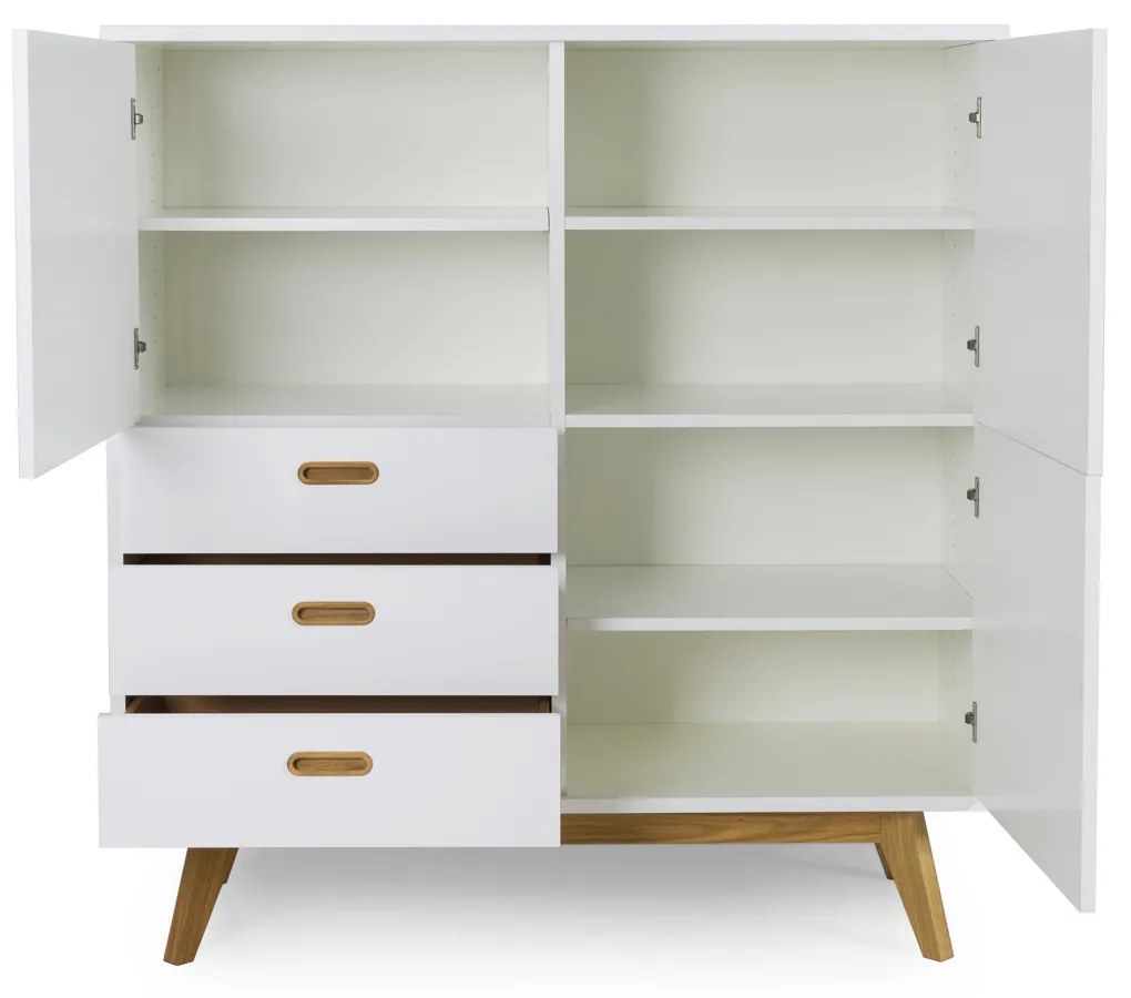Tenzo Bess Wandkast Mat Wit Met Eiken - 114x43x120cm.