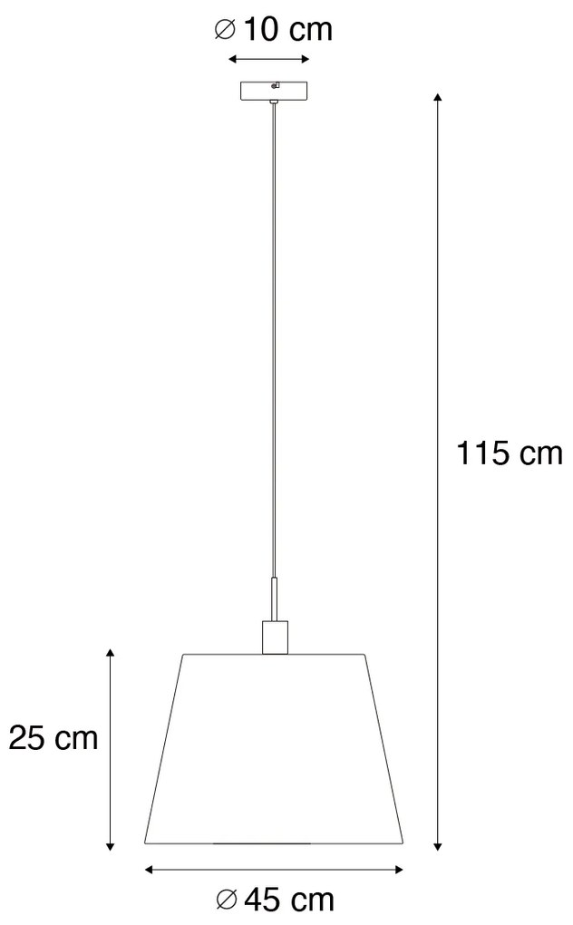 Stoffen Eettafel / Eetkamer Moderne hanglamp brons met kap 45 cm zwart - Combi 1 Landelijk / Rustiek, Modern E27 rond Binnenverlichting Lamp