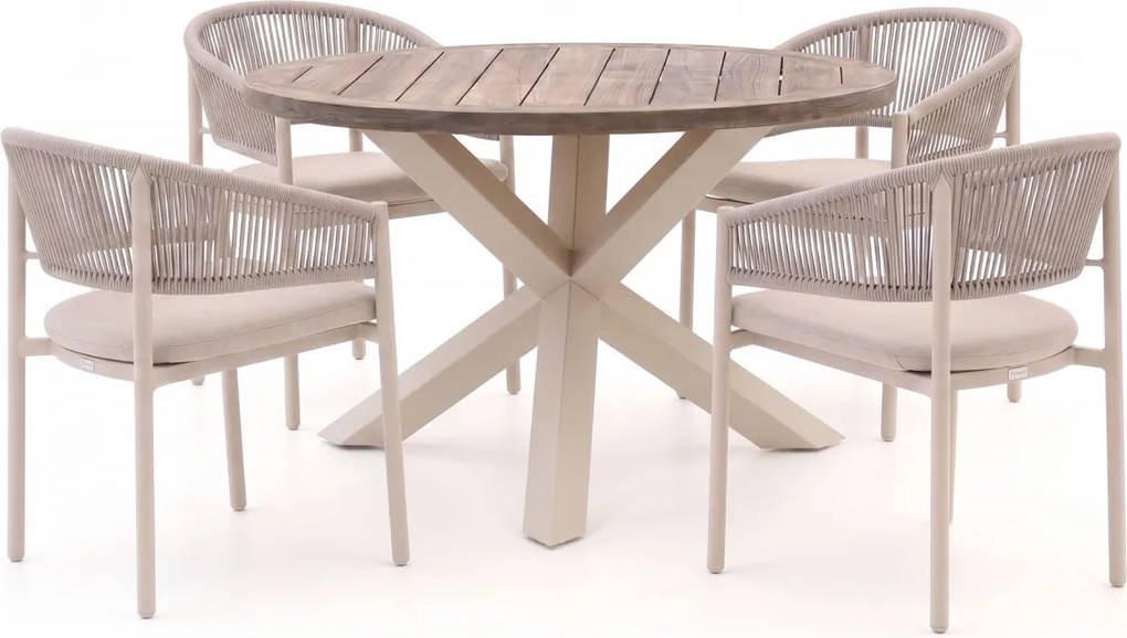 Diningset Bellagio  | 4 personen teakhout | Tuinset stapelbaar | 5-delig | Kees Smit Tuinmeubelen