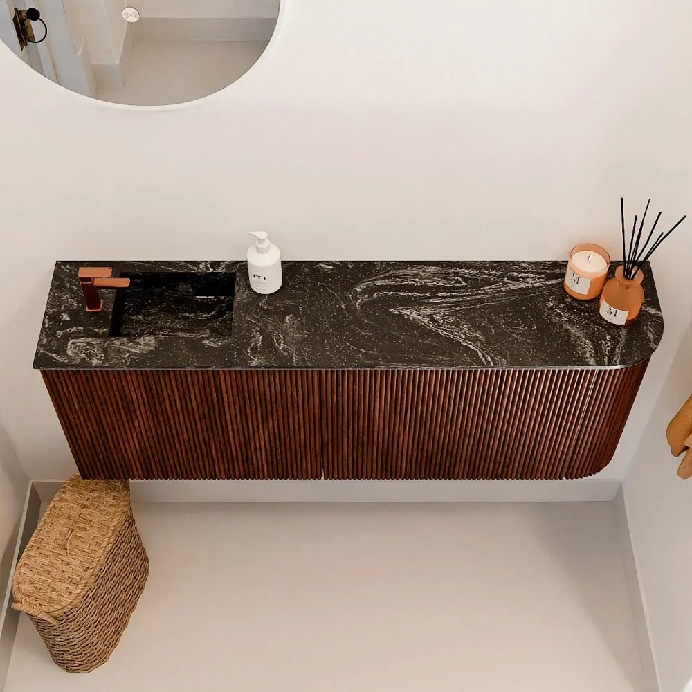 Mondiaz Joya DLux 110cm toiletmeubel ronding rechts ruby met wastafel faye links 1 kraangat lava