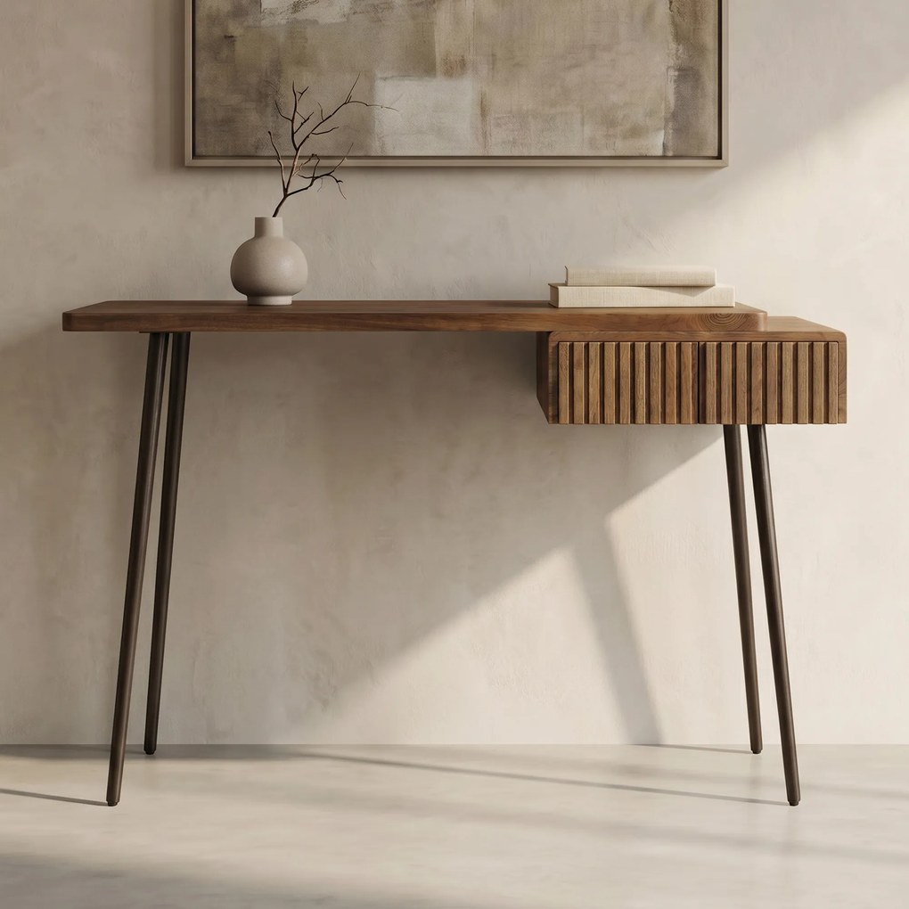 Kaptafel Met Een Lade En Metaal Frame - 120 X 35cm.