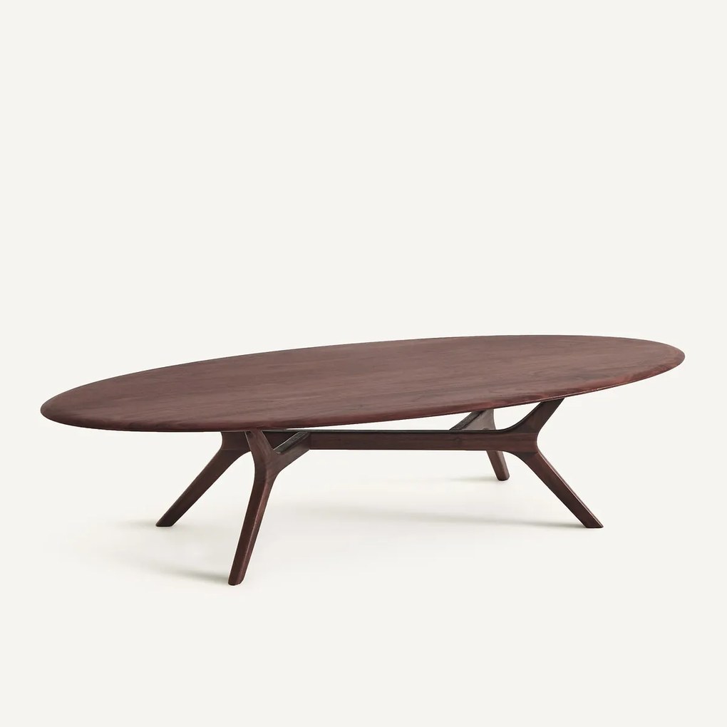 Ellipsvormige salontafel van massief notenhout, MARICIELO